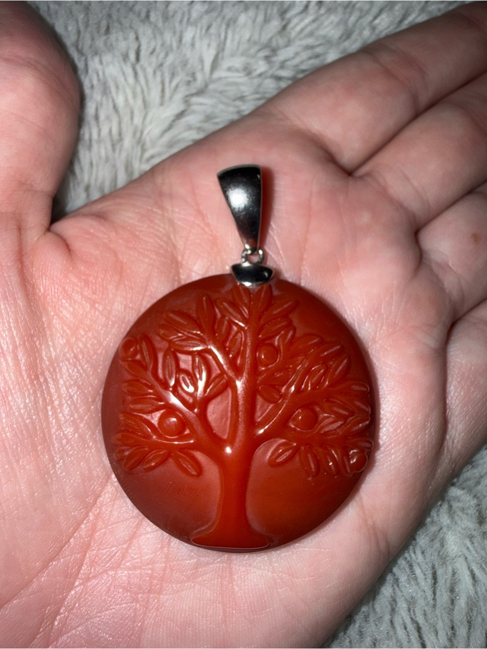 Whitney Kelly WK 925 Sterling Silver Natural Carnelian Carved Tree of Life - Picture 3 of 3